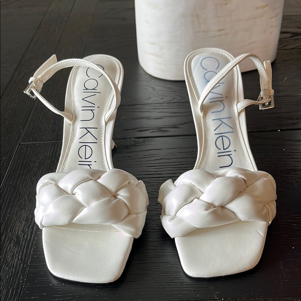 Calvin Klein Women's White Braided Sandals